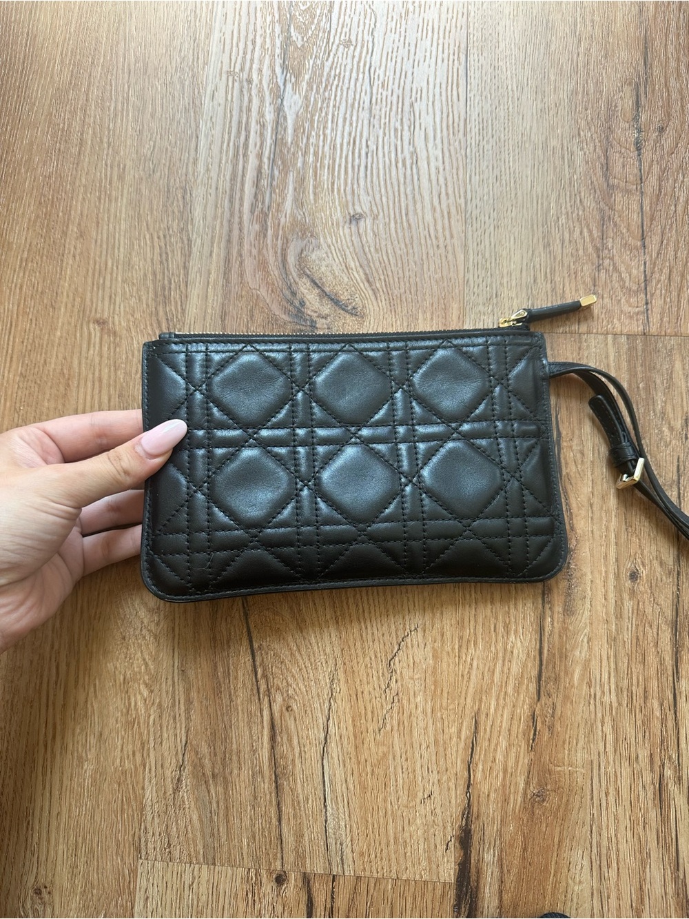 Dior Quilted Black Leather Wristlet Clutch - Picture 2 of 3